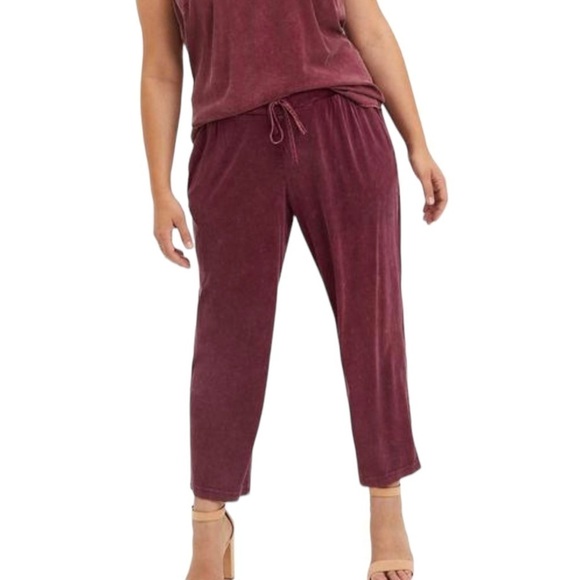 Torrid Relaxed Taper Stretch Challis High-Rise Tie-Front Pant - Picture 3 of 16